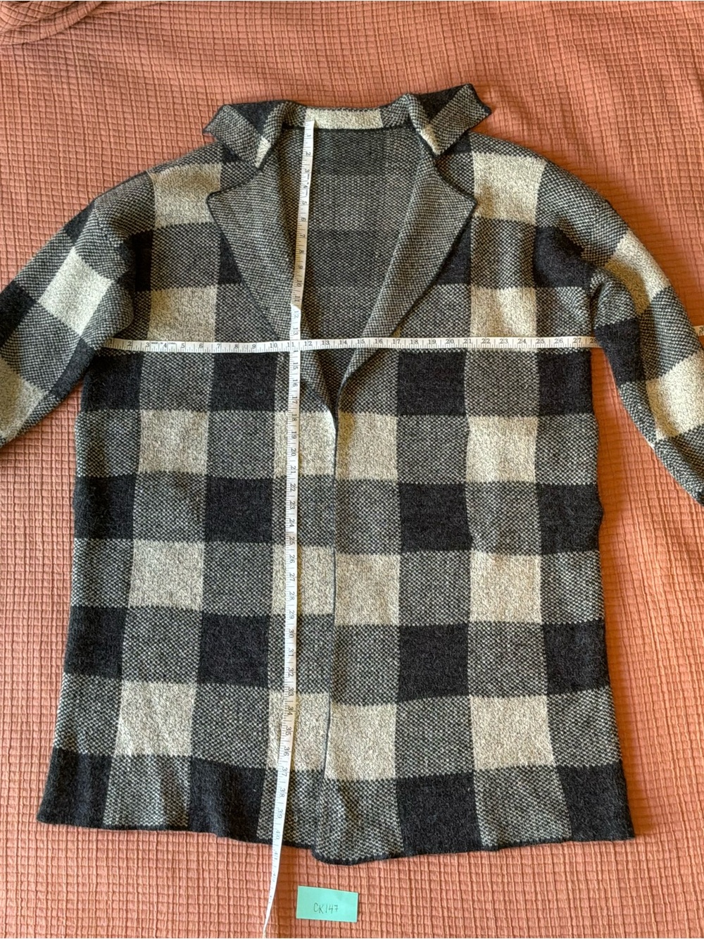 Baltic Born Black and Gray Plaid Open-Front Cardigan